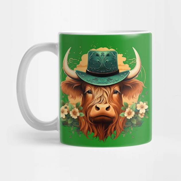 St Patrick's Day Highland Cow by TooplesArt